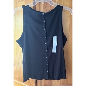 Women's Slim Fit Modern Ribbed Button-Front Tank Top - A New Day Black S